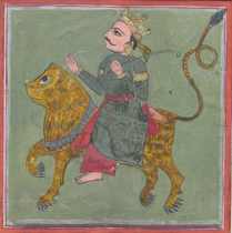 Appraisal: A th Century Miniature Painting from India Young prince astride