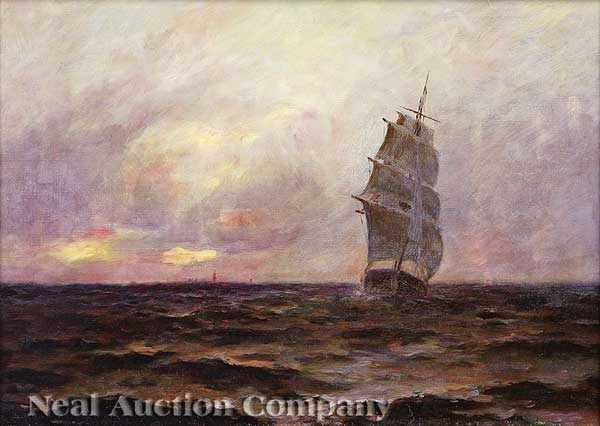 Appraisal: Bror Anders Wikstrom American Louisiana - Sailing at Dusk oil