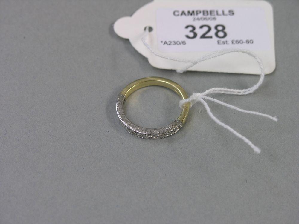 Appraisal: An ct gold half eternity ring engraved platinum setting with