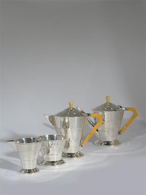 Appraisal: An Edward Viners silver and ivory four piece tea set