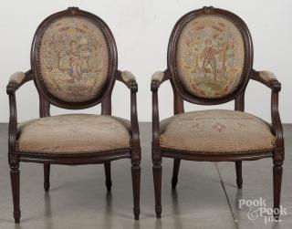 Appraisal: Pair of French needlepoint fauteuils late th c