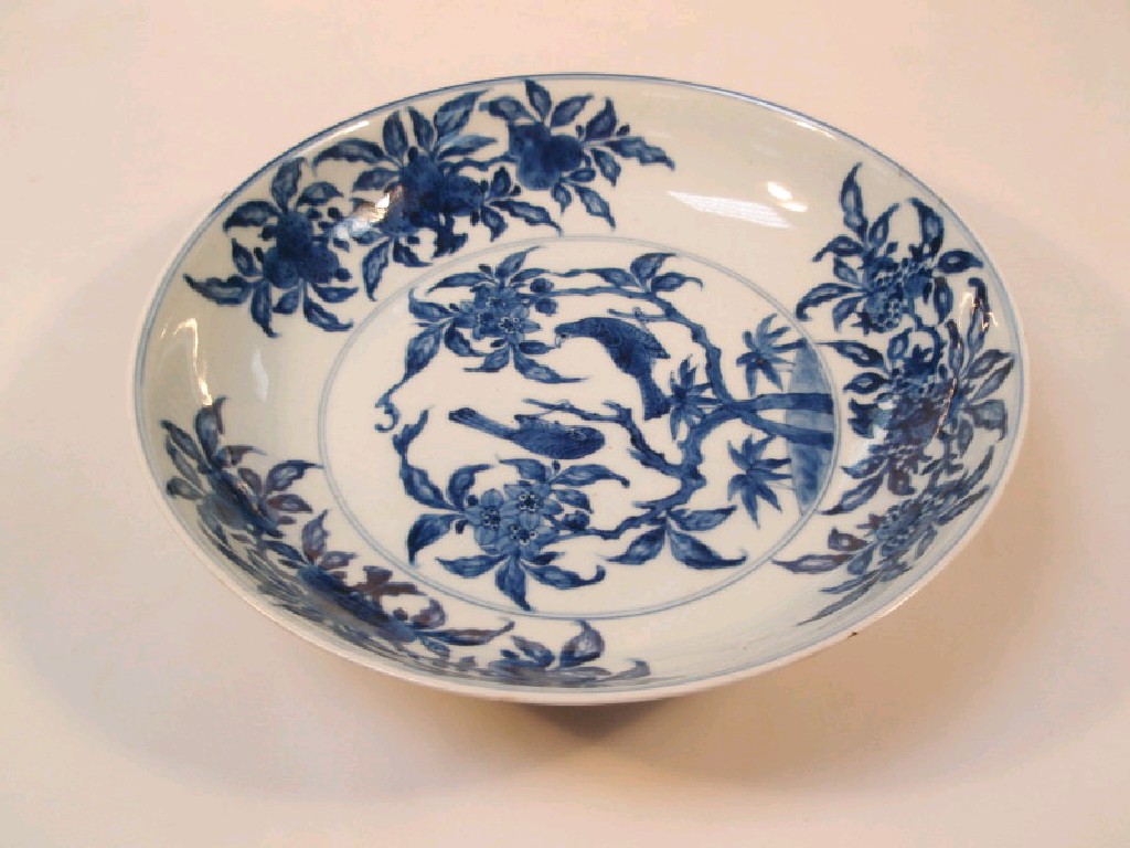 Appraisal: An thC Chinese blue and white circular dish the central