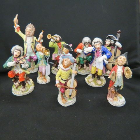 Appraisal: pc Dresden German Porcelain Monkey Band mostly