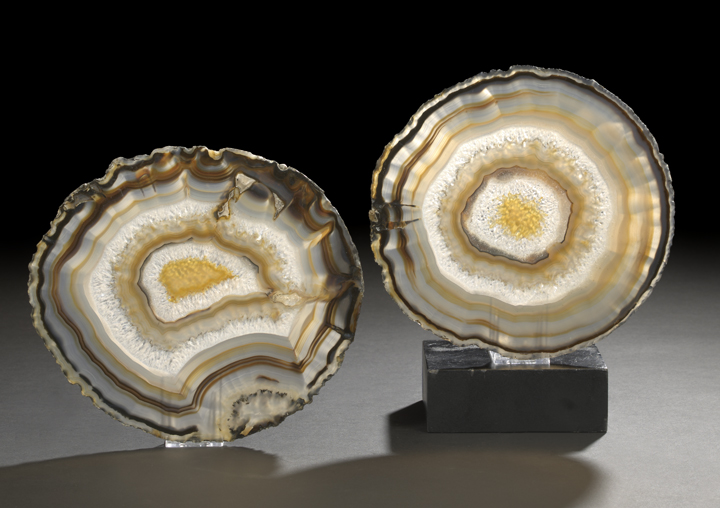 Appraisal: Pair of Sliced and Polished Agate Geode Sections of circular