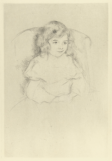 Appraisal: MARY CASSATT Sara Smiling Drypoint on cream laid paper circa