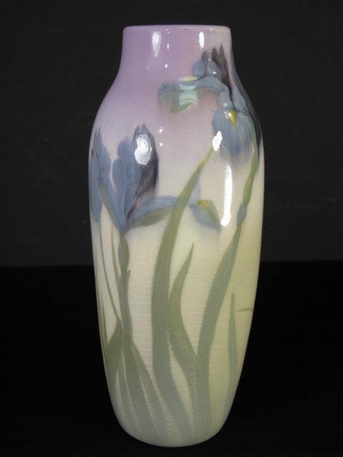 Appraisal: Stunning Rookwood ceramic glazed vase with iris's Measures tall by