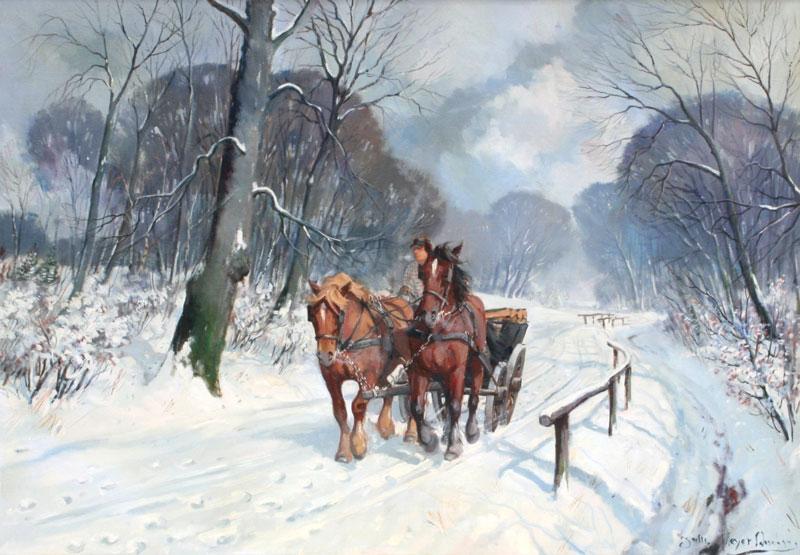 Appraisal: ANDERSEN Johannes Meyer Danish - Snowy Trail with Horse Drawn