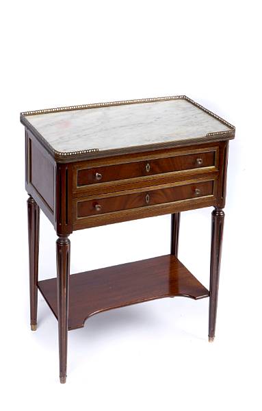 Appraisal: A Louis XV style marble top petite commode height in