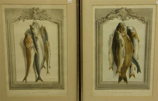 Appraisal: Pair of th Century French prints of dead fish entitled