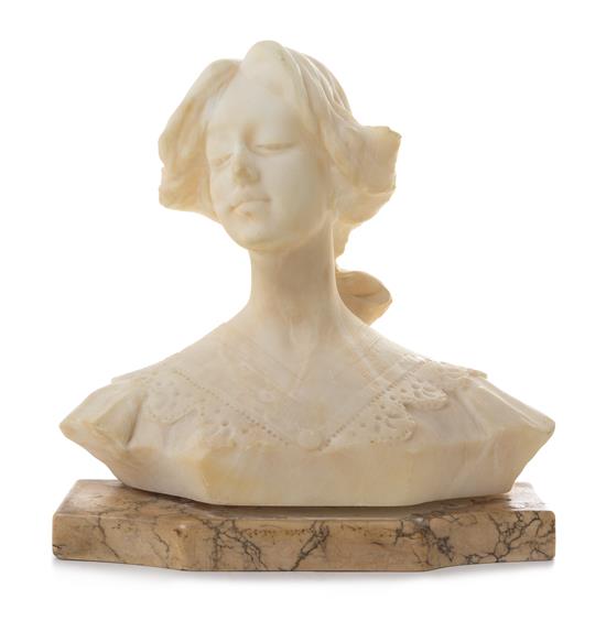 Appraisal: Sale Lot A Continental Alabaster Bust depicting a lady raised