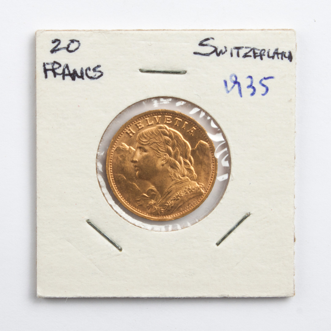 Appraisal: Switzerland gold francs -L MS