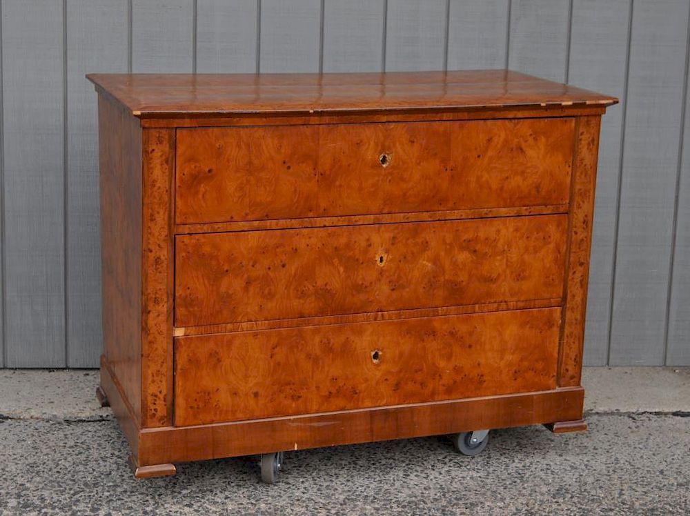 Appraisal: Austrian Burlwood Biedermeier Commode with bird's eye maple veneers the