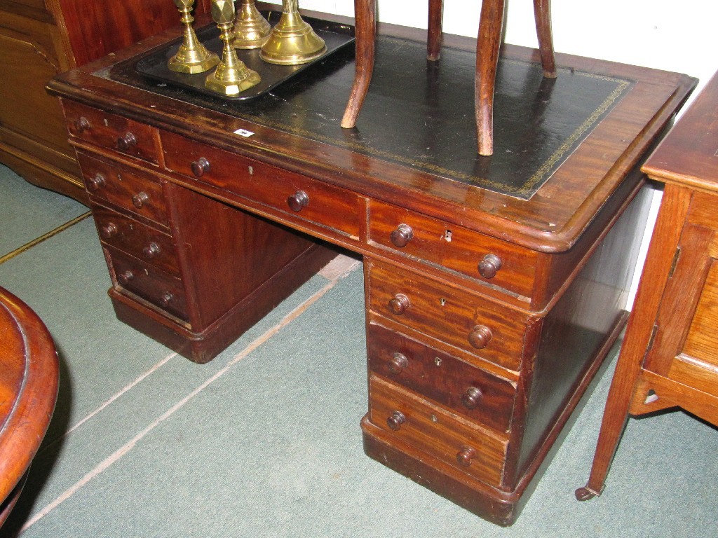 Appraisal: Victorian mahogany twin pedestal writing desk