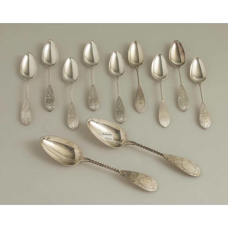 Appraisal: Vanderslice Silver Spoons Twist Pattern Vanderslice silver spoon Twist pattern