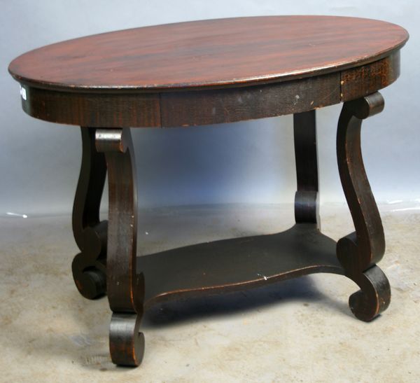 Appraisal: Custom Classical mahogany oval top library table x x EST