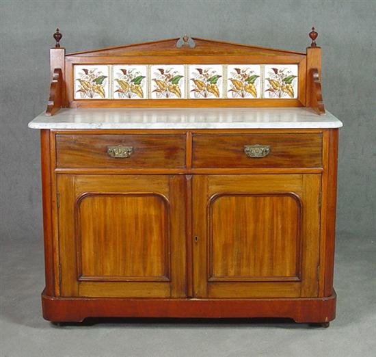 Appraisal: English Mahogany Server Late th Century Pedimented backsplash with six