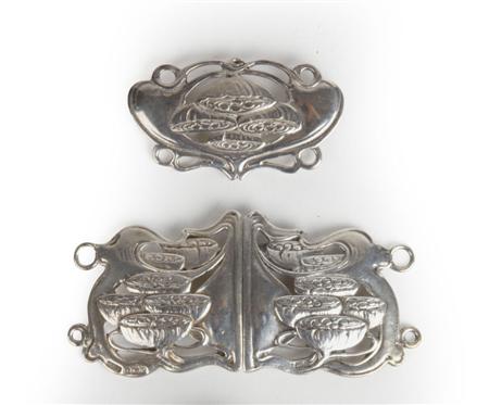 Appraisal: HORTON ALLDAY BIRMINGHAM SILVER BELT BUCKLE AND MATCHING BROOCH BIRMINGHAM