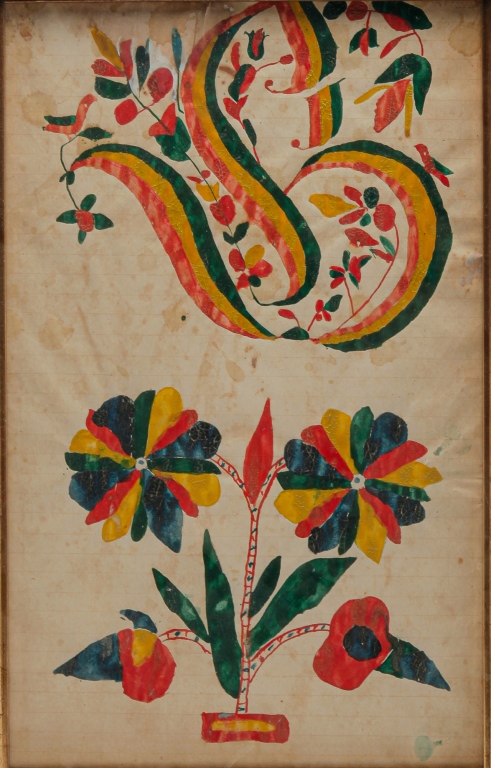 Appraisal: SCHWENKFELDER FRAKTUR Pennsylvania mid th century watercolor on lined paper