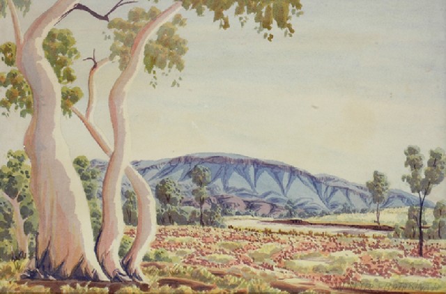 Appraisal: Walter Ebatarinja - Flowering Landscape with Tall Gums watercolour over