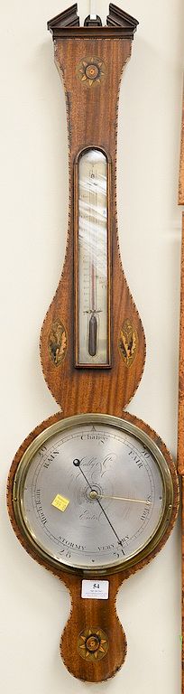 Appraisal: George III inlaid mahogany banjo barometer Gally Co Exeter circa