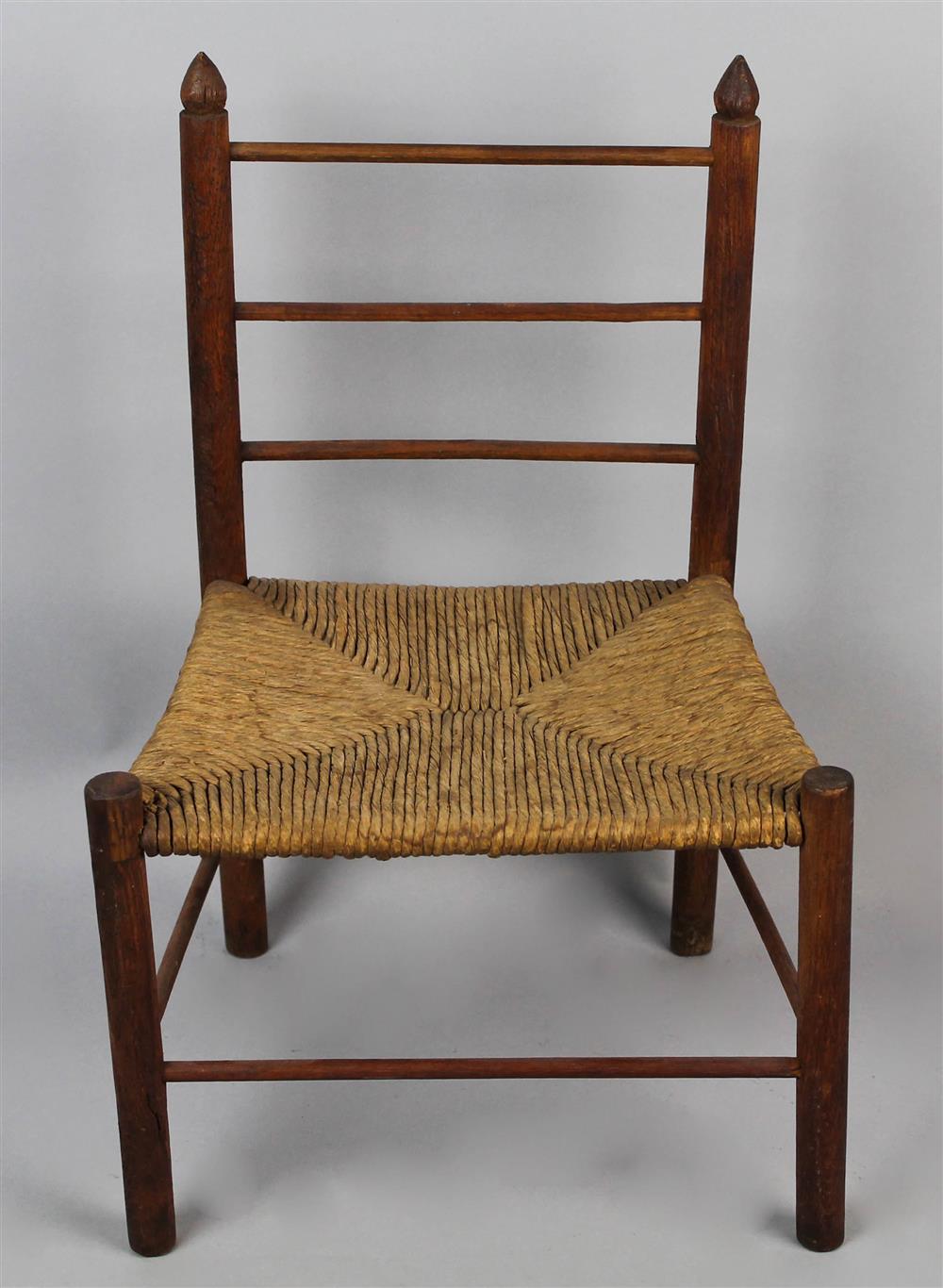 Appraisal: COUNTRY STYLE OAK MINATURE CHAIR having turned side stiles with