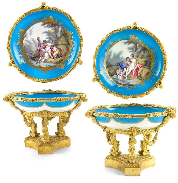 Appraisal: A pair of S vres style gilt bronze mounted porcelain