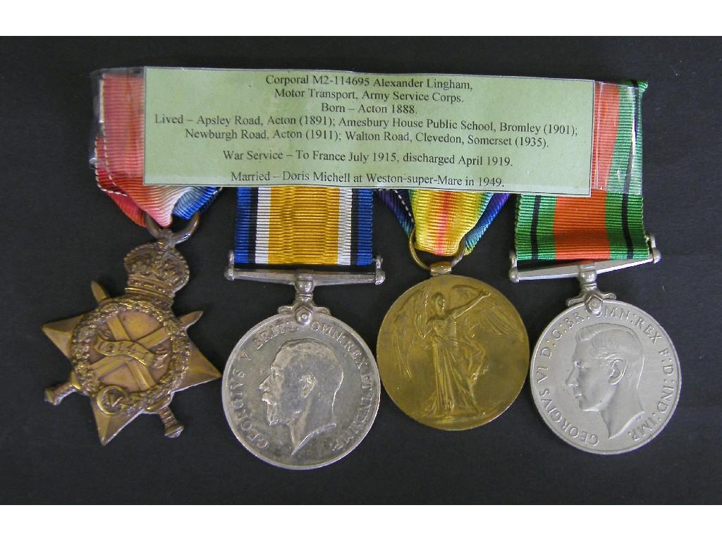 Appraisal: Trio of Great War medals awarded to M - Corporal