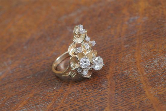 Appraisal: DIAMOND COCKTAIL RING Ten Old European cut diamonds on a