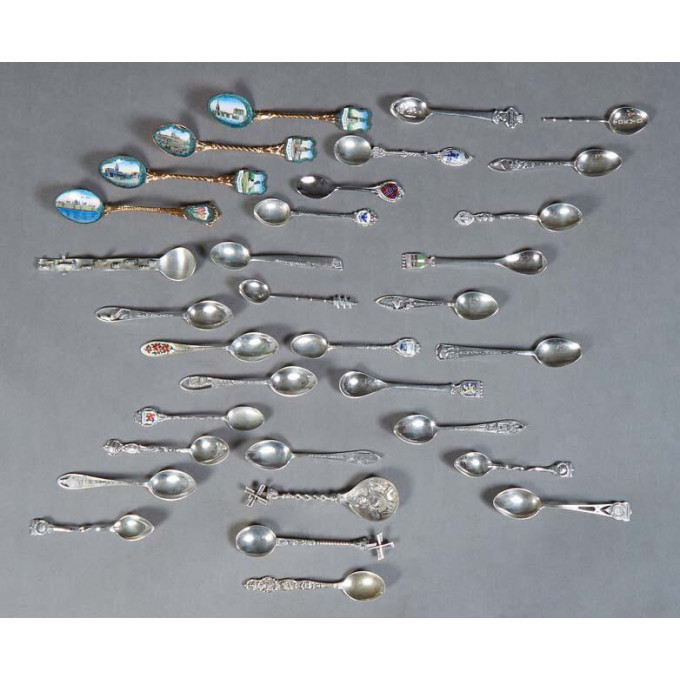 Appraisal: Group of Thirty-Three Souvenir Spoons eight of base metal some