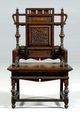 Appraisal: Aesthetic movement chair carved back panel with flowers and berries