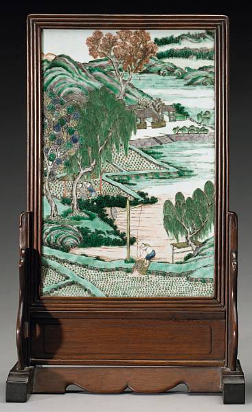 Appraisal: A famille verte enameled porcelain plaque mounted as a table