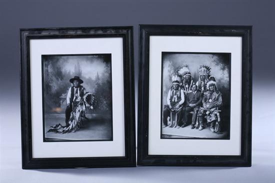 Appraisal: FIVE BLACK AND WHITE STUDIO PHOTOGRAPHS OF NATIVE AMERICANS later