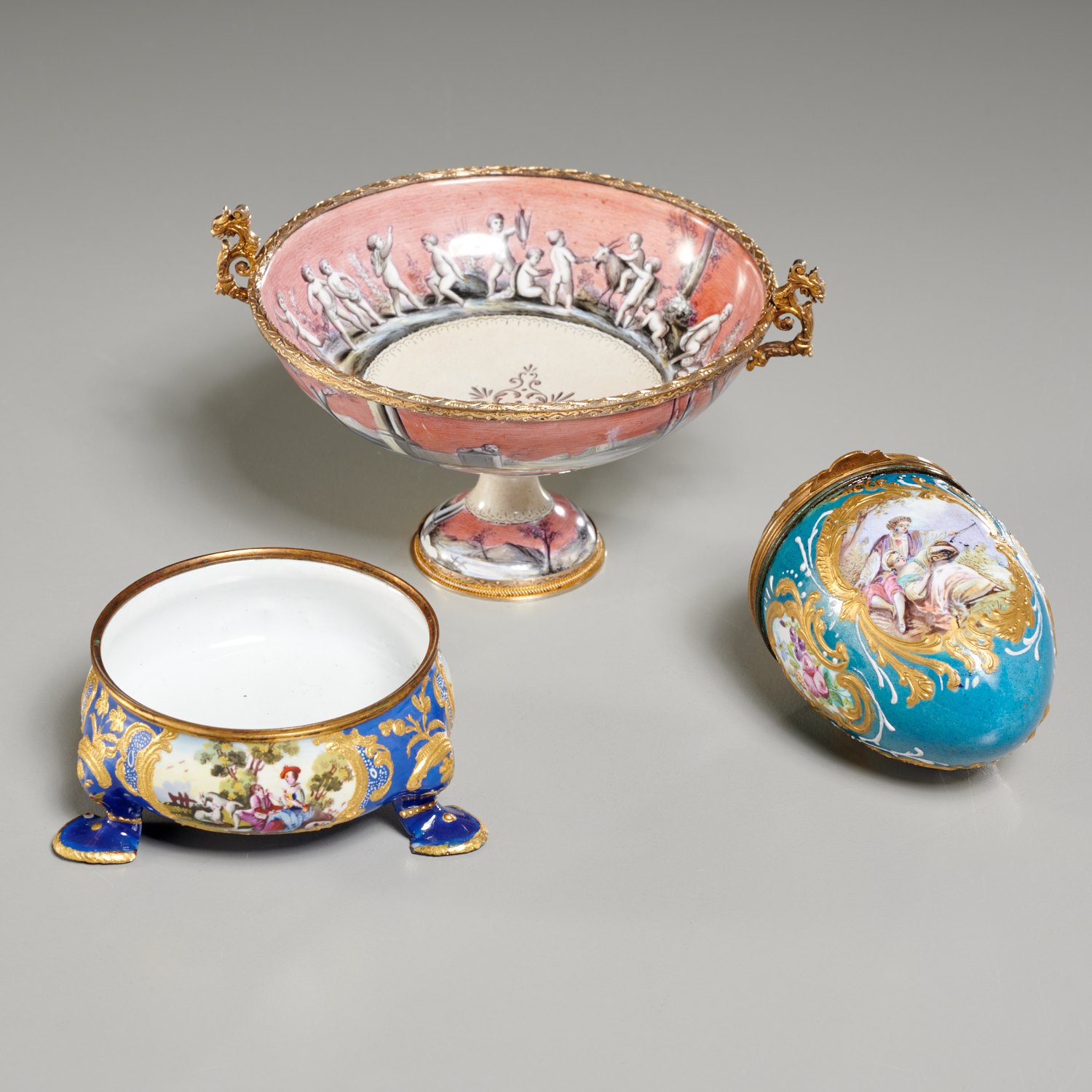 Appraisal: EUROPEAN MINIATURE ENAMEL OBJECTS th th c incl a Continental