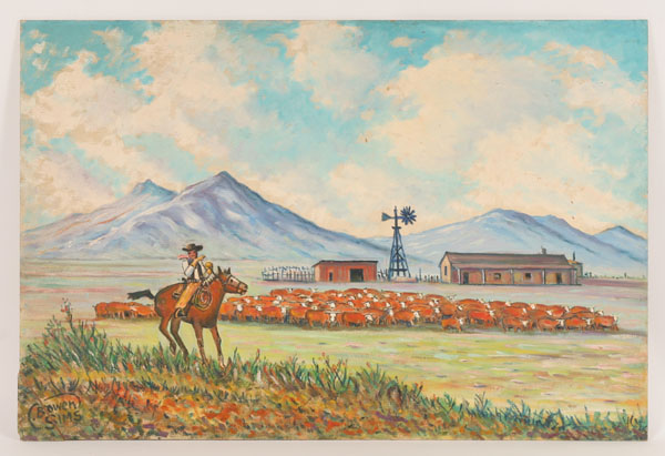 Appraisal: Charles Bowen Sims American - Cattle Ranch Nevada vintage landscape