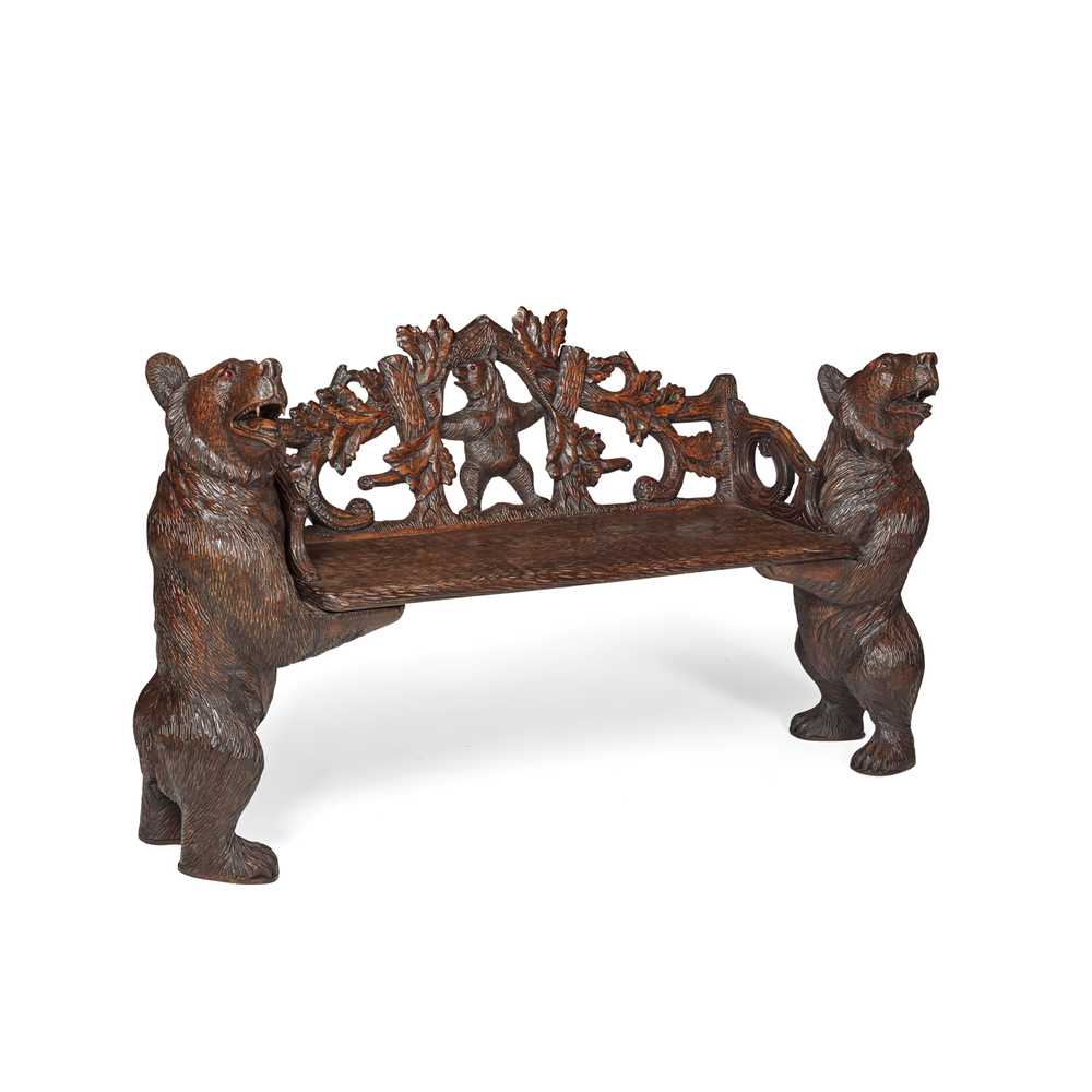 Appraisal: BLACK FOREST CARVED BEAR BENCH LATE TH CENTURY the bears