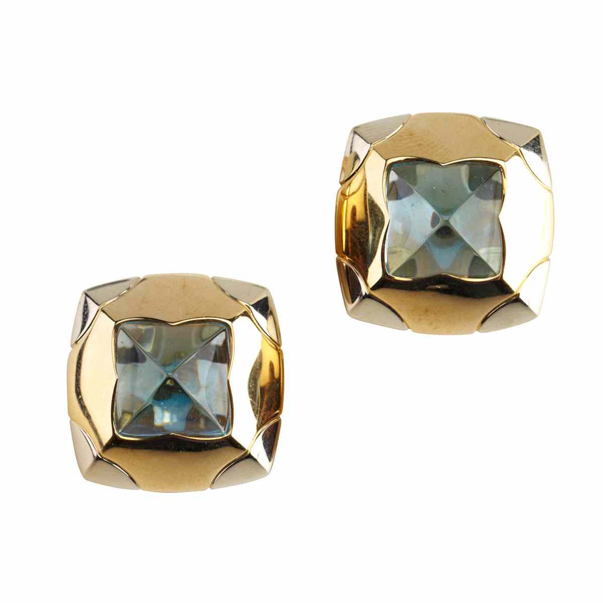 Appraisal: Pair Of Bulgari Italian k Yellow And White Gold Earrings