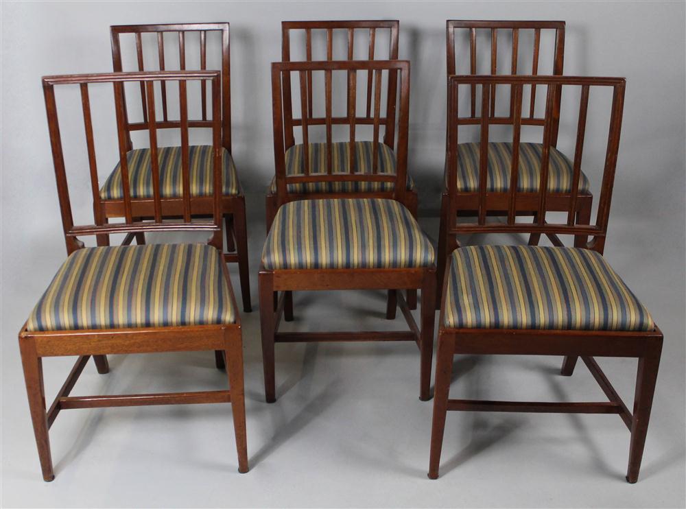 Appraisal: SET OF SIX FEDERAL MAHOGANY SIDE CHAIRS each having square