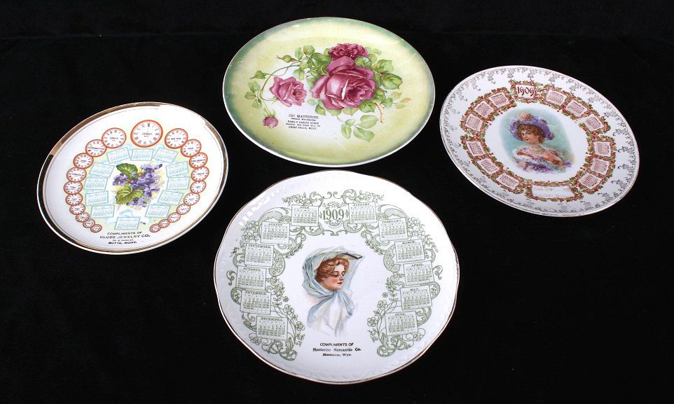 Appraisal: Early 's Advertising China Plates From MT WY Offered in