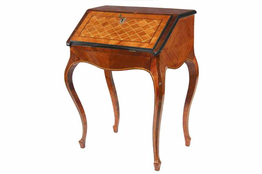 Appraisal: BUREAU DE DAME - A Louis XV style parquetry tulipwood