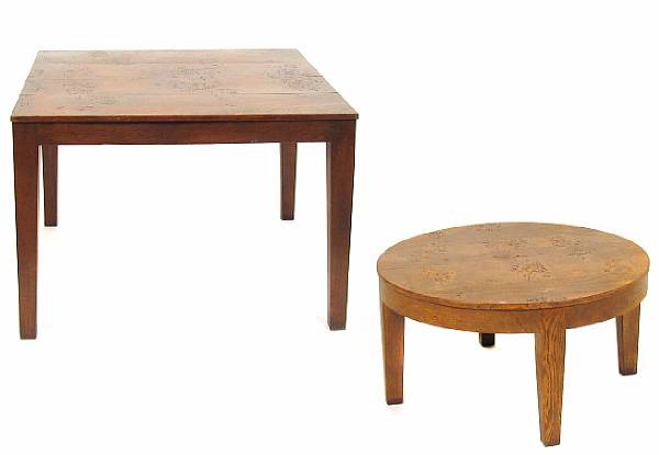 Appraisal: A group of two oak center tables together with a