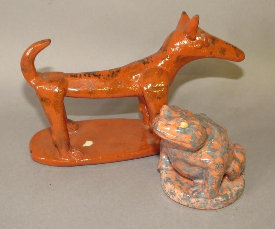 Appraisal: WHIMSICAL FOLK ART REDWARE FIGURES BY JAMES C Sca mid-late