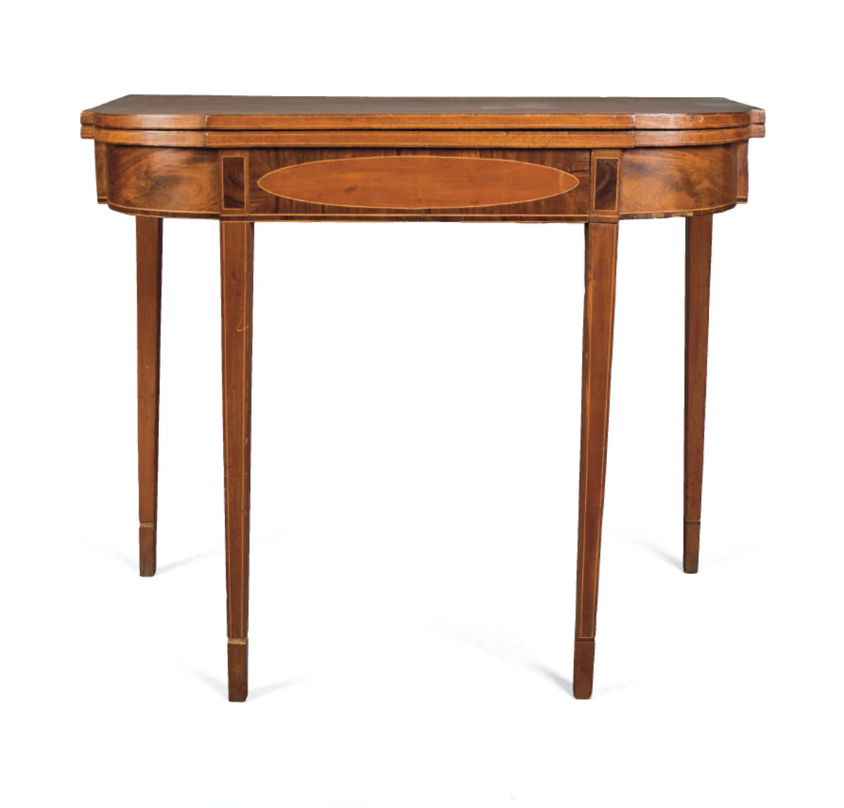 Appraisal: NEW ENGLAND HEPPLEWHITE INLAID-MAHOGANY CARD TABLE PROBABLY NEW HAMPSHIRE The