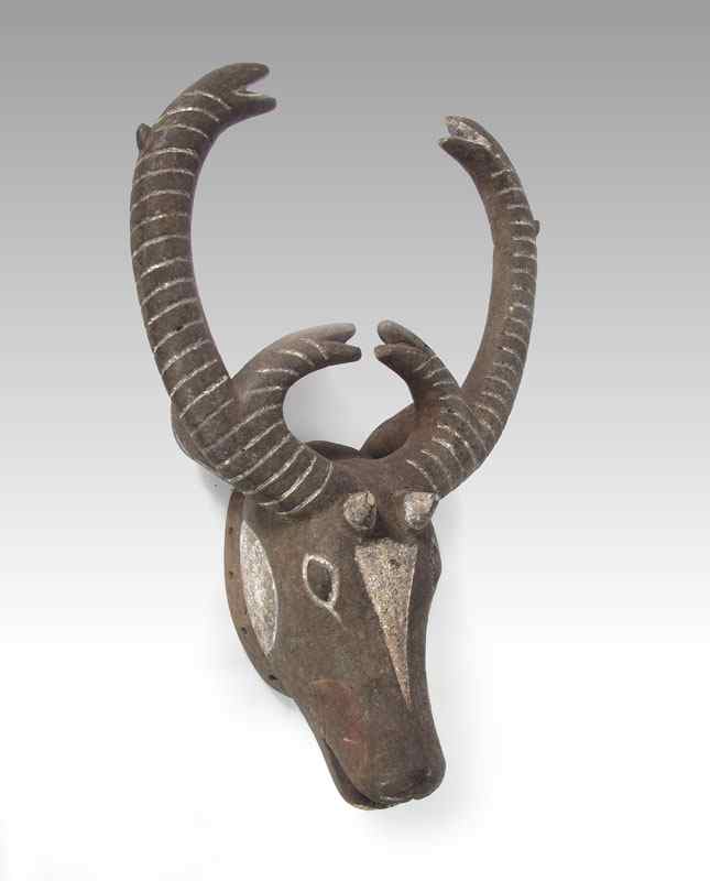 Appraisal: CARVED AFRICAN BOZO RAM MASK - MALI LBS '' x