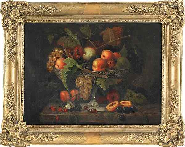 Appraisal: Oil on canvas still life th c of a compote