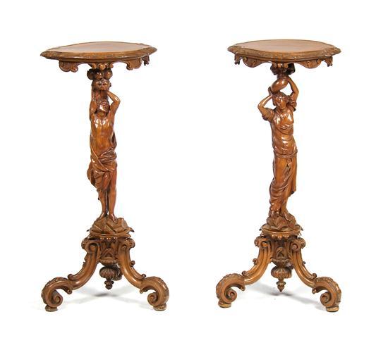 Appraisal: A Pair of American Carved Figural Pedestals each having a