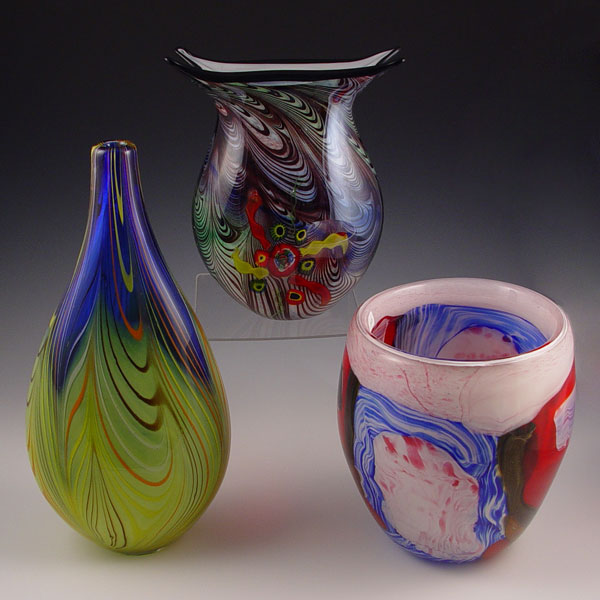 Appraisal: MURANO ITALIAN ART GLASS VASES '' - '' One bears