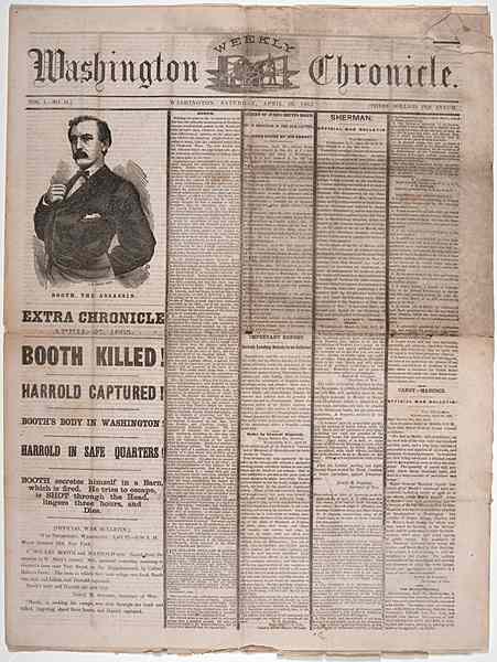 Appraisal: Political Americana - Lincolniana Booth Killed Illustrated Newspaper Plus Lot