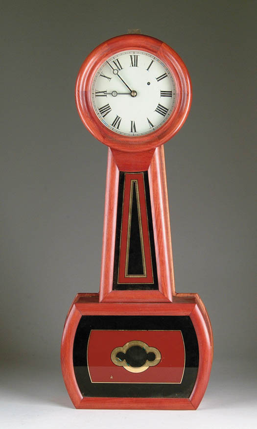 Appraisal: HOWARD STYLE REPRODUCTION BANJO CLOCK Cherry case with reverse painted