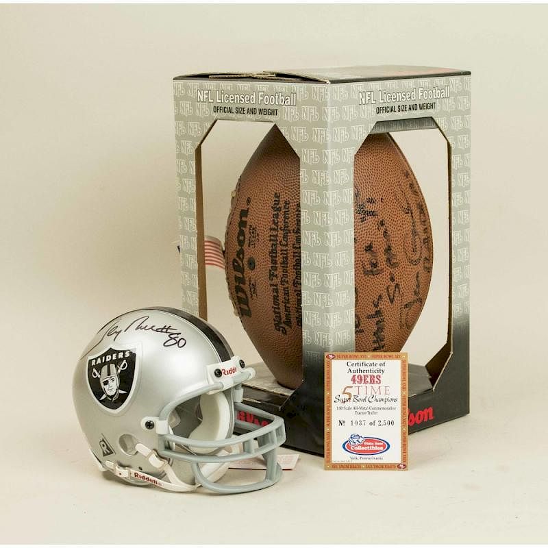 Appraisal: Raiders Signed Football Helmet by Rice Garcia Jerry Rice signed