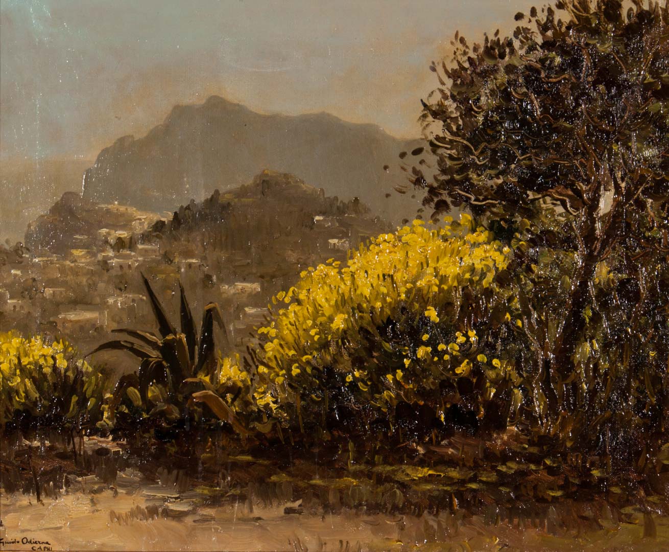 Appraisal: Guido Ordierna Capri oil on canvas Italian - Signed Guido